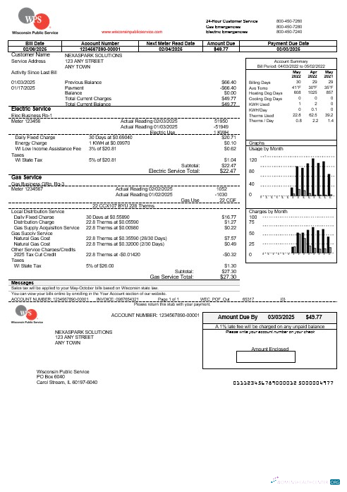 Download USA WPS business utility bill template in Word and PDF formats Photoshop template
